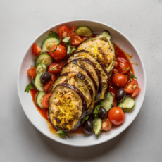 Greek style stuffed baked egg plant 