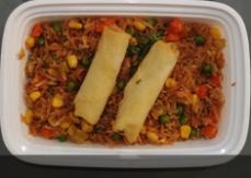 Veggie Dumplings with Fried Rice 