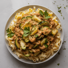 Veg Stroganoff with Egg noodles 